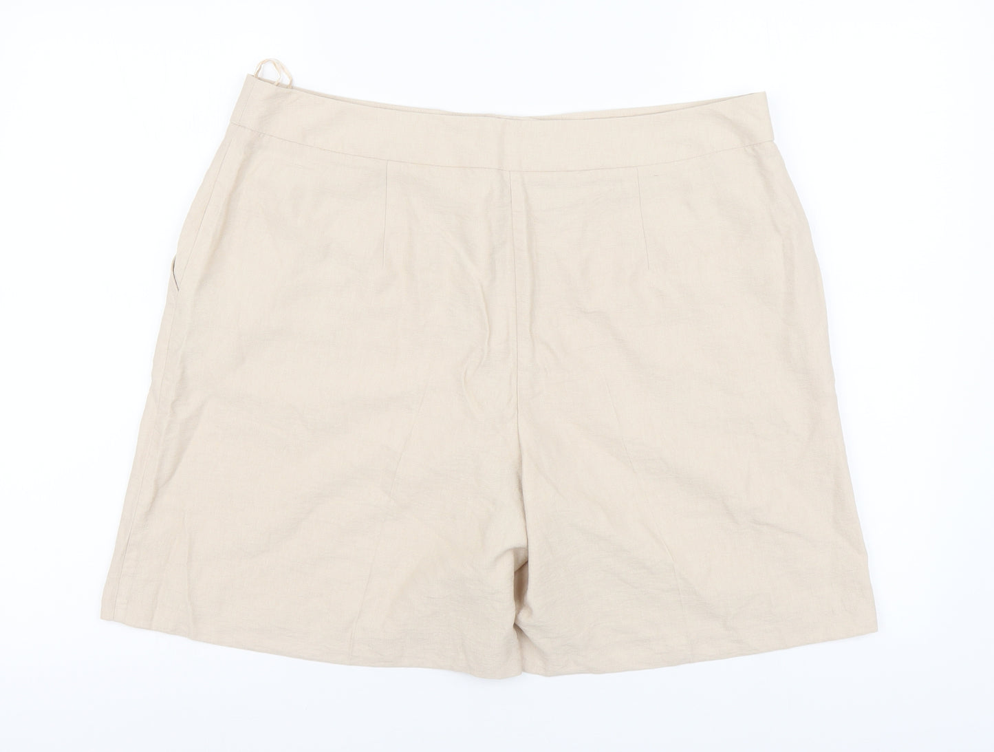Soon Womens Beige Viscose Chino Shorts Size 16 L6 in Regular Button