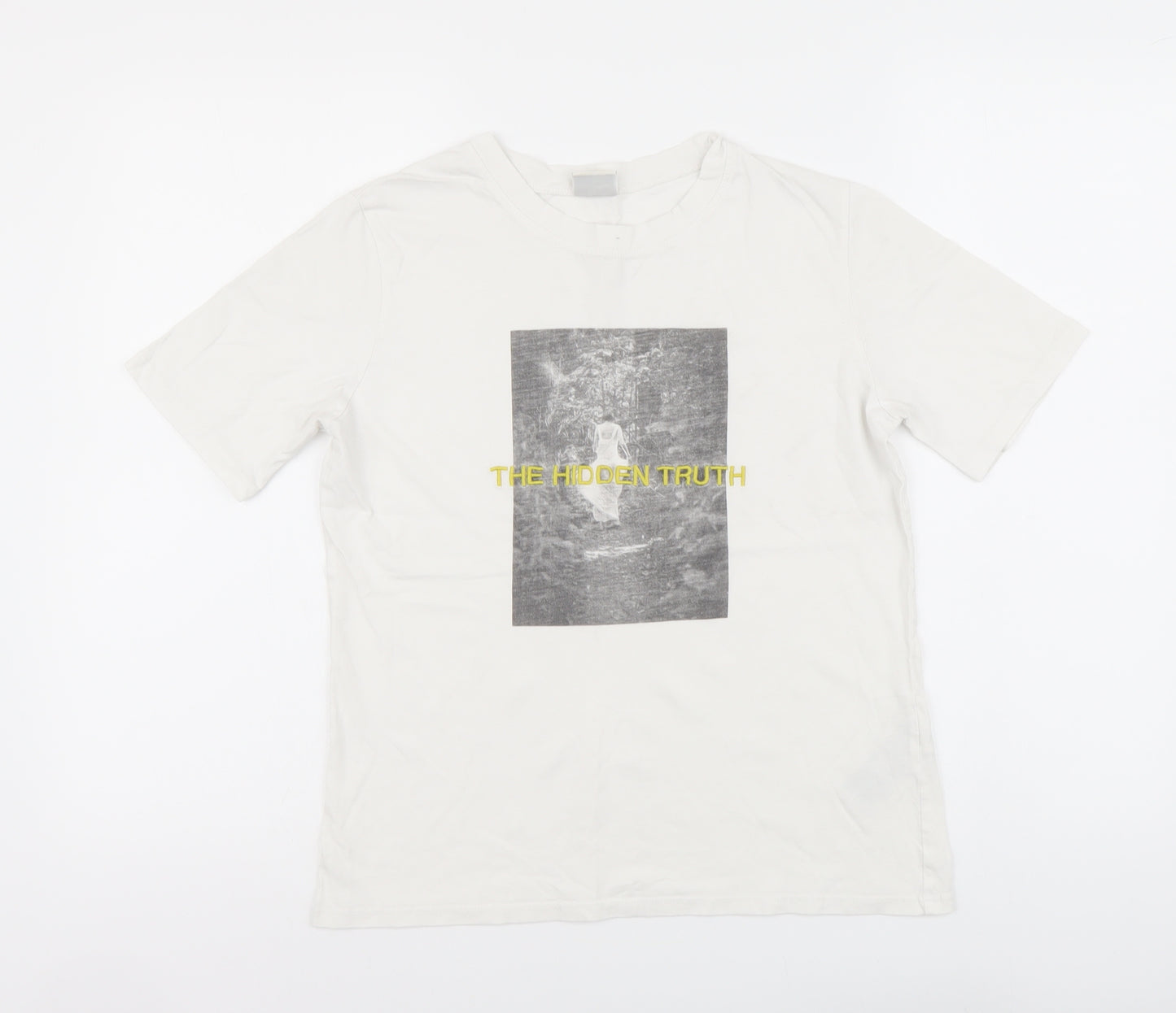 Jacqueline de Yong Womens White Cotton Basic T-Shirt Size S Round Neck - The Hidden Truth