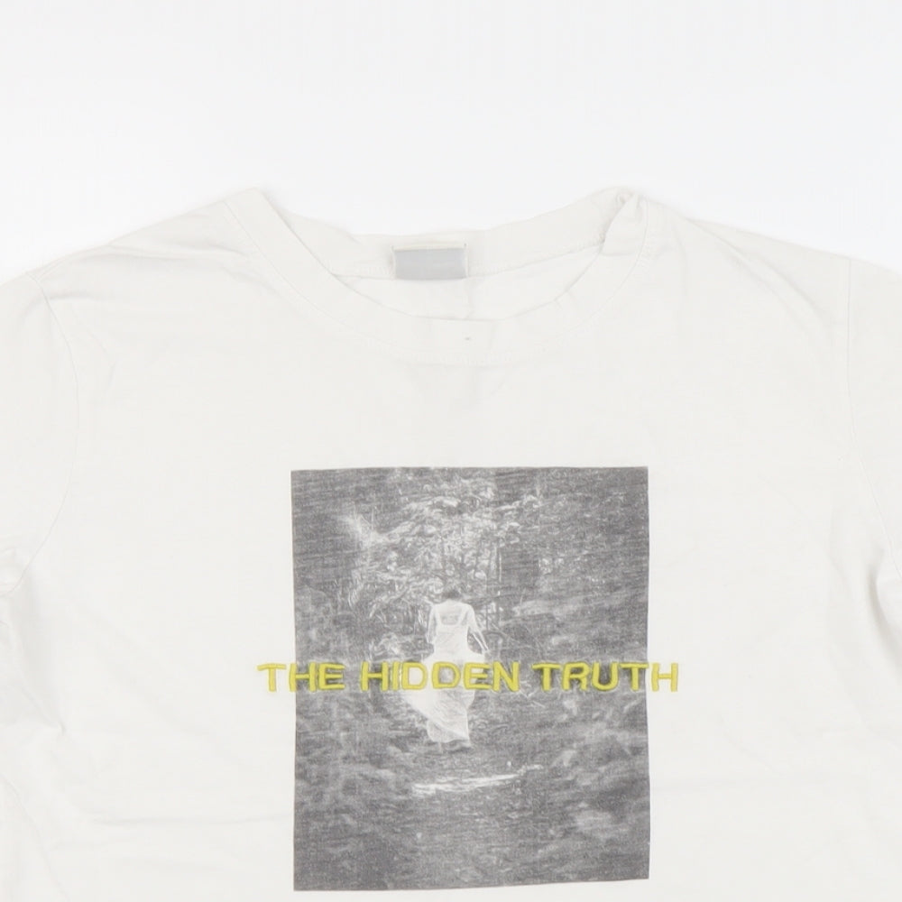 Jacqueline de Yong Womens White Cotton Basic T-Shirt Size S Round Neck - The Hidden Truth