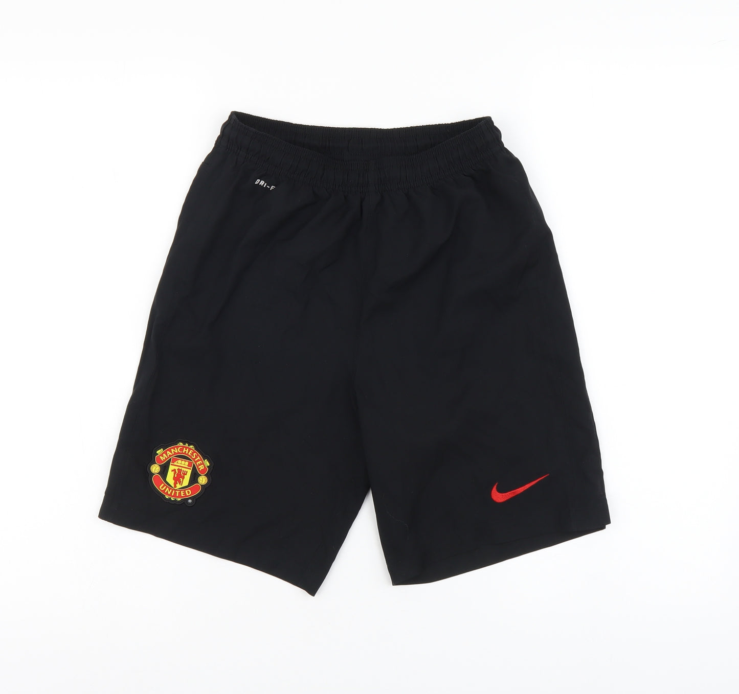 Nike Boys Black Polyester Sweat Shorts Size 12-13 Years Regular Buckle - Manchester United