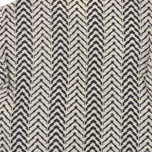 Quiz Womens Beige Geometric Polyester Basic Blouse Size 8 Round Neck