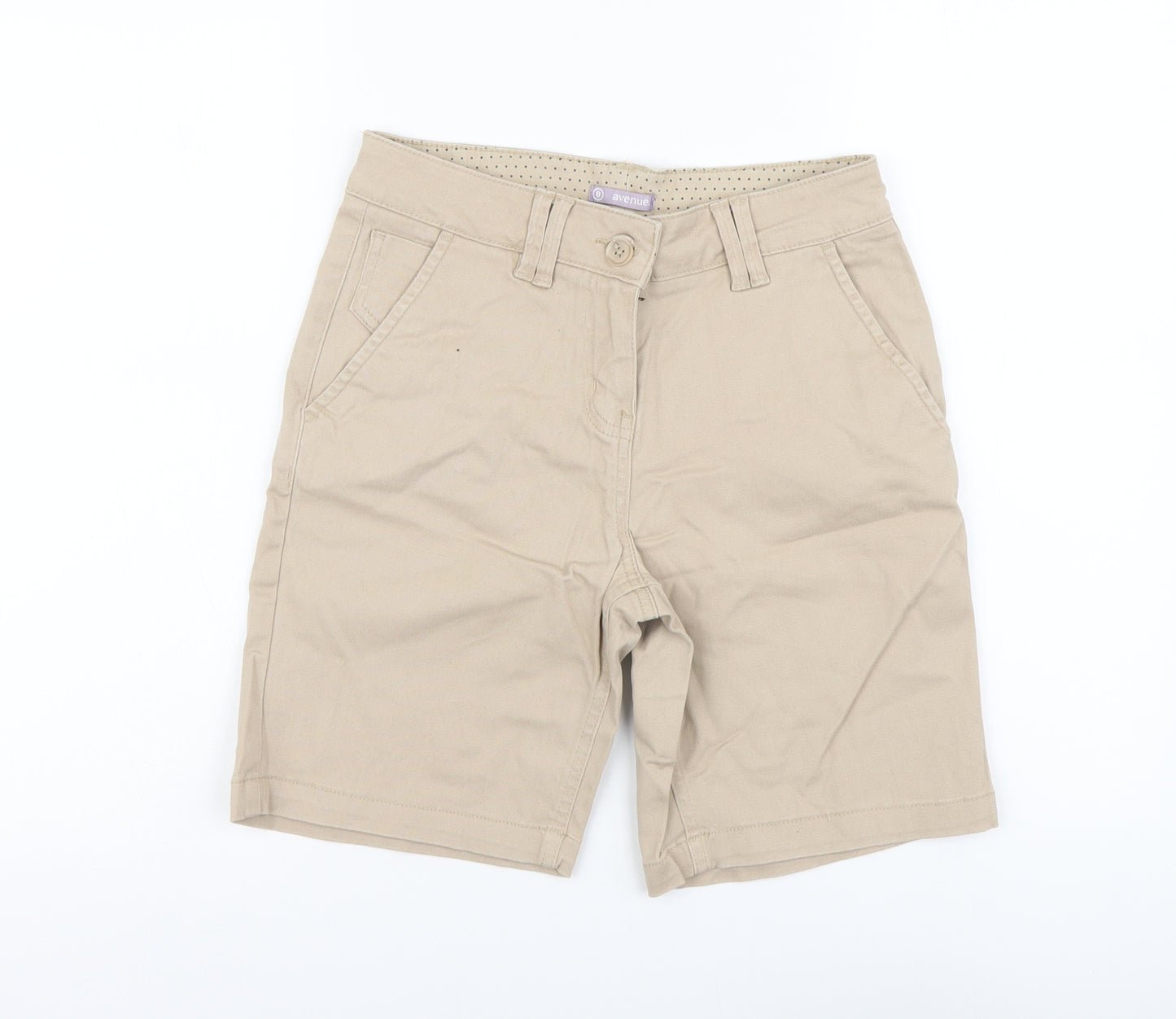 Avenue Womens Beige Cotton Chino Shorts Size 8 L8 in Regular Button