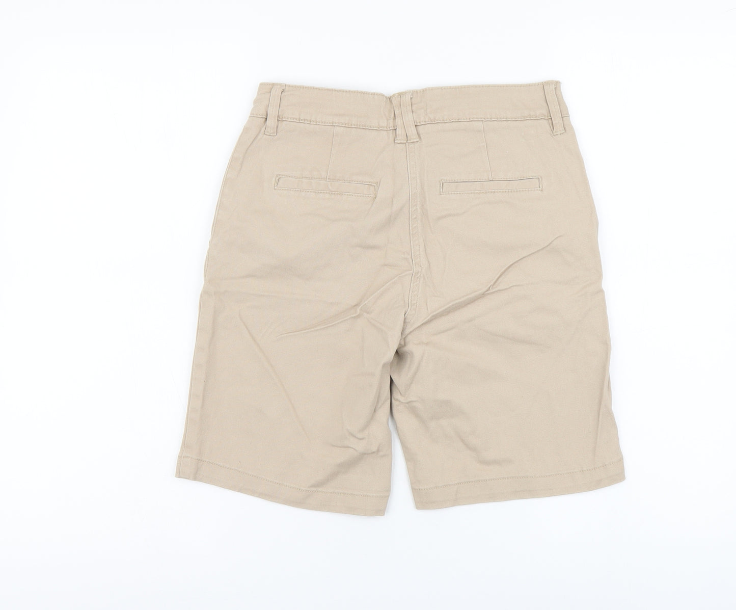 Avenue Womens Beige Cotton Chino Shorts Size 8 L8 in Regular Button