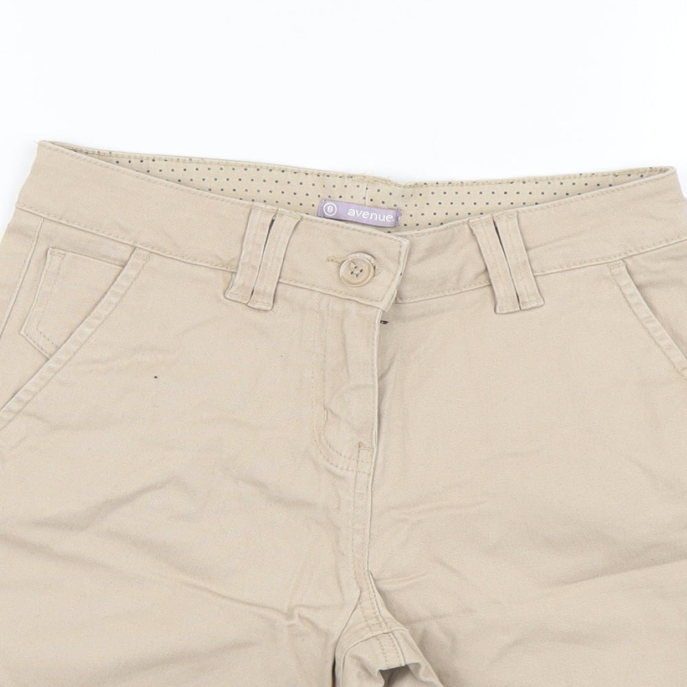 Avenue Womens Beige Cotton Chino Shorts Size 8 L8 in Regular Button