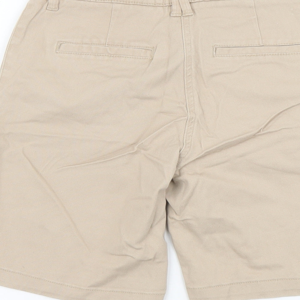 Avenue Womens Beige Cotton Chino Shorts Size 8 L8 in Regular Button
