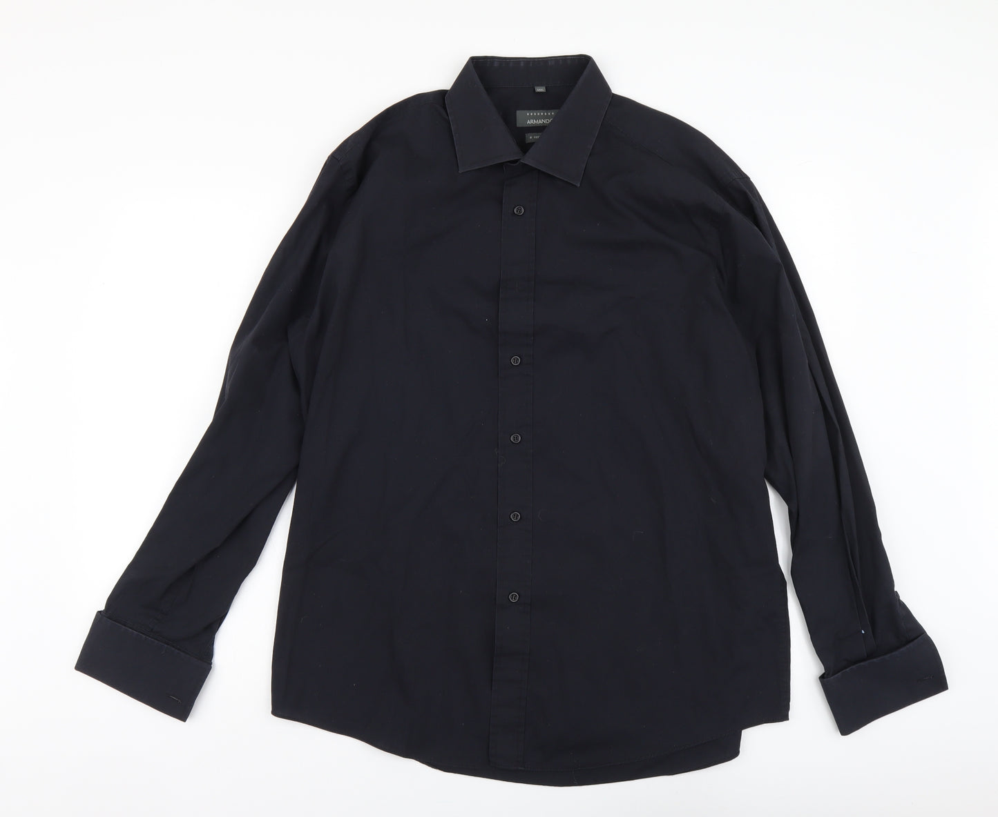 Armando Mens Blue Cotton Button-Up Size 17 Collared Button