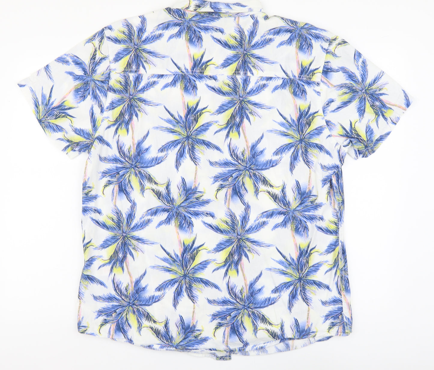 Peacocks Mens Multicoloured Geometric Cotton Button-Up Size L Collared Button
