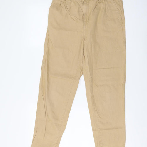 Denim & Co. Womens Beige Cotton Straight Jeans Size 10 L28 in Regular Button