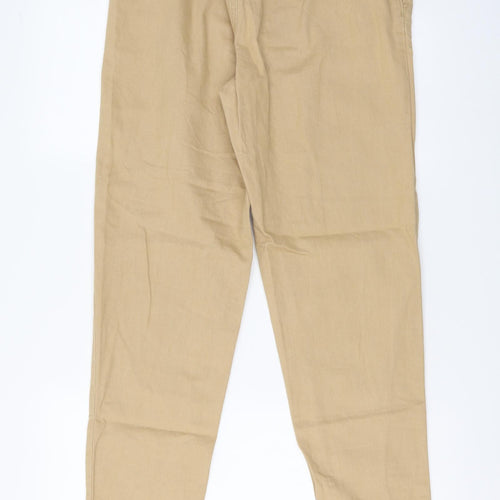 Denim & Co. Womens Beige Cotton Straight Jeans Size 10 L28 in Regular Button