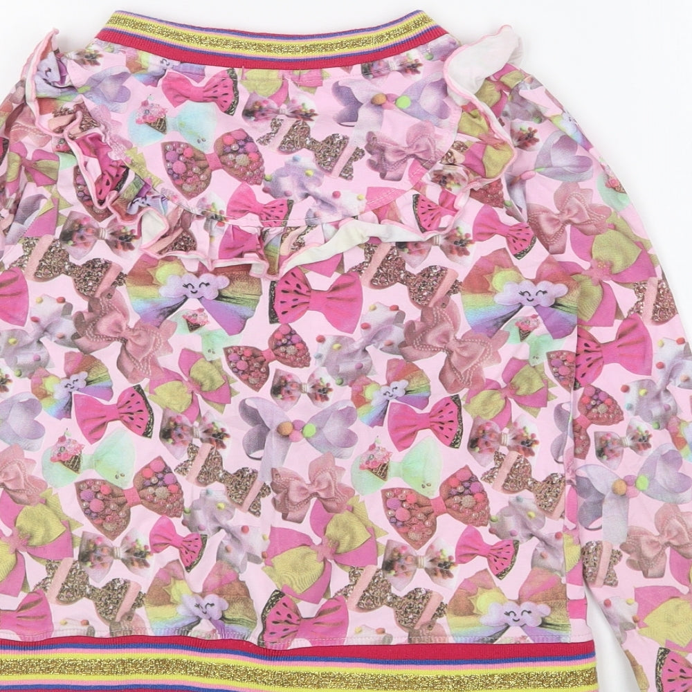 Happy Colegi Girls Multicoloured Geometric Jacket Size 7 Years Zip - Bow Print