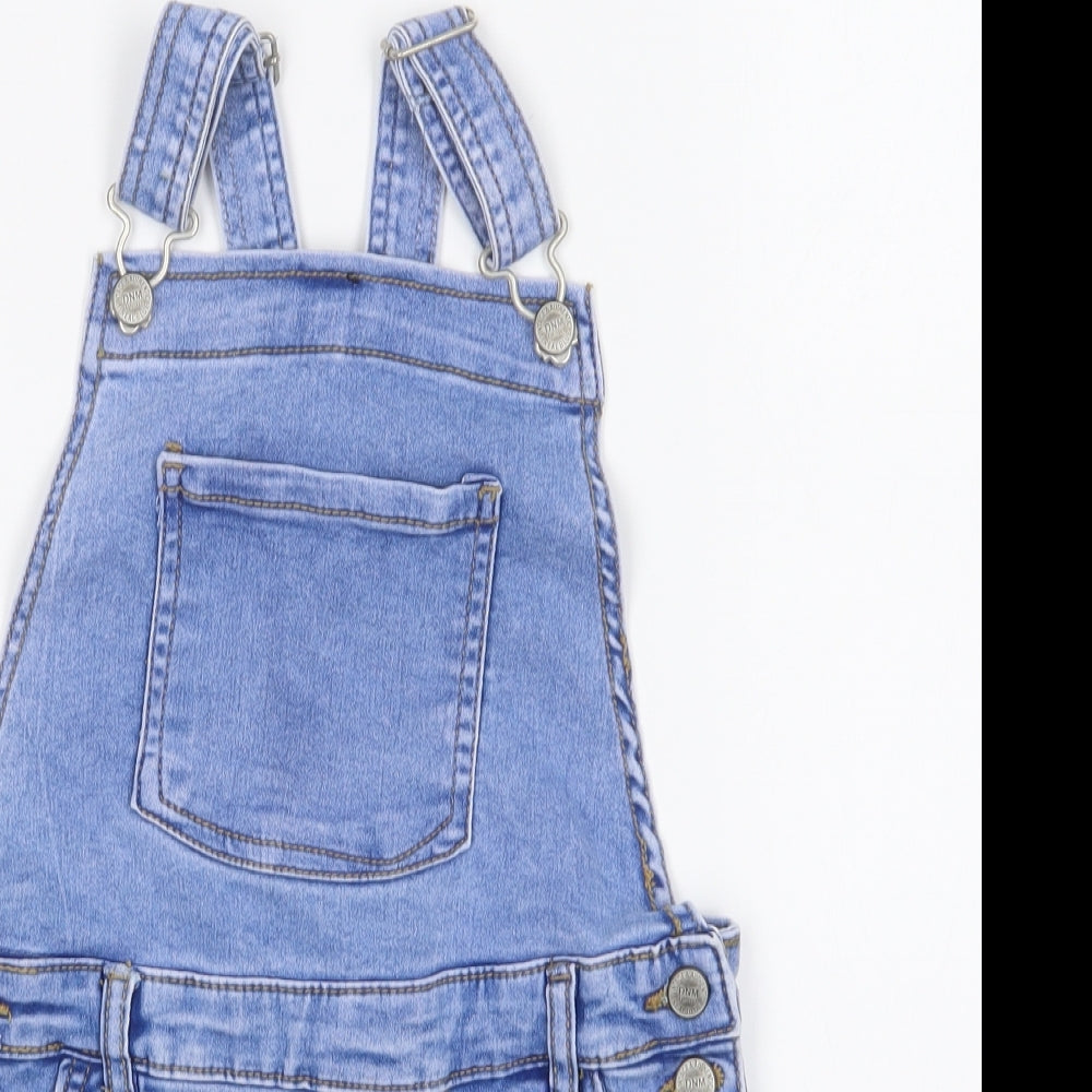 PEP&CO Girls Blue Cotton Dungaree Shorts Shorts Size 7-8 Years Regular Buckle