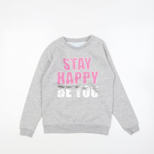 Primark Girls Grey Cotton Pullover Sweatshirt Size 9-10 Years Pullover - Stay Happy Be You