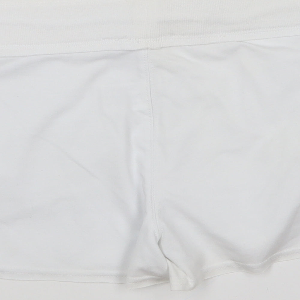 Matalan Womens White Cotton Hot Pants Shorts Size 14 L4 in Regular Drawstring