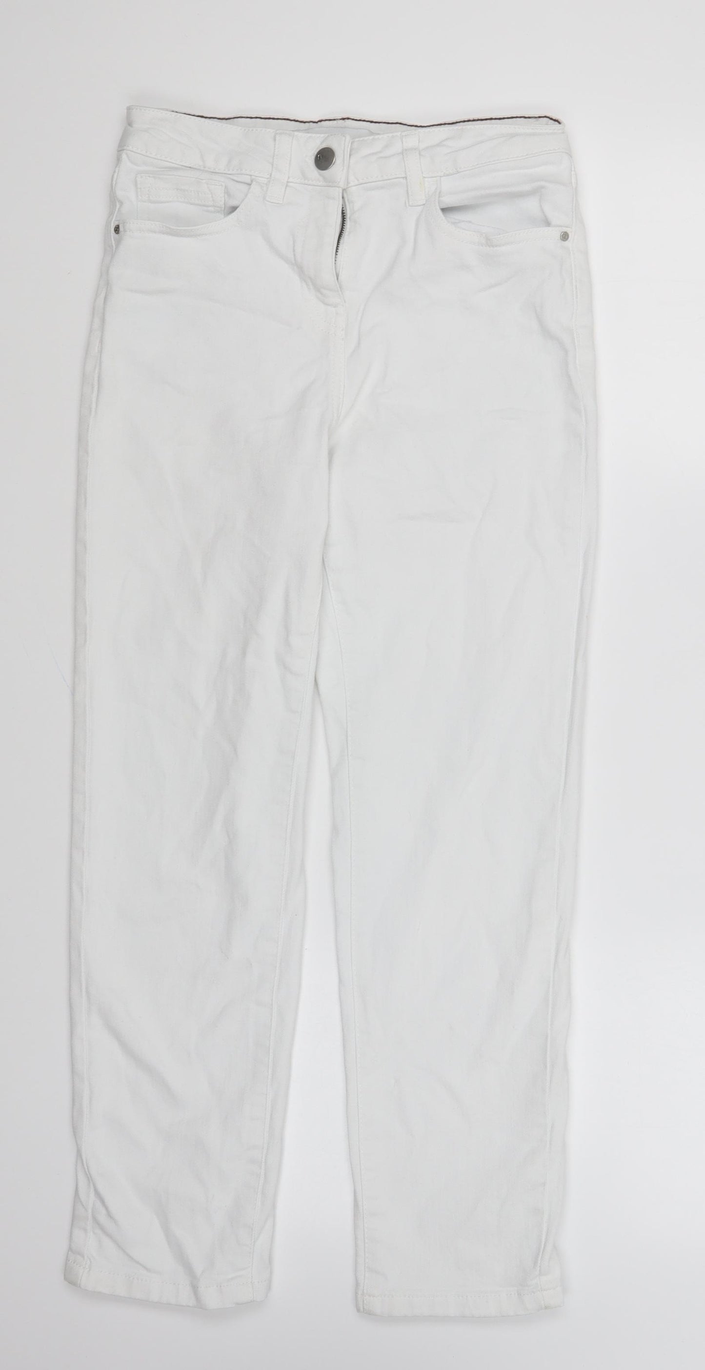 NEXT Womens White Cotton Skinny Jeans Size 8 L25 in Regular Button