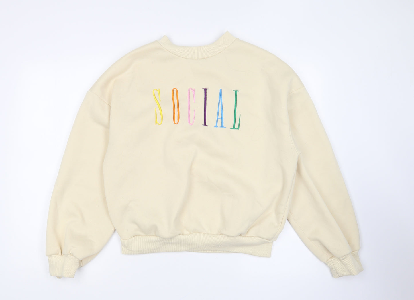 SheIn Womens Yellow Polyester Pullover Sweatshirt Size L Pullover - Social