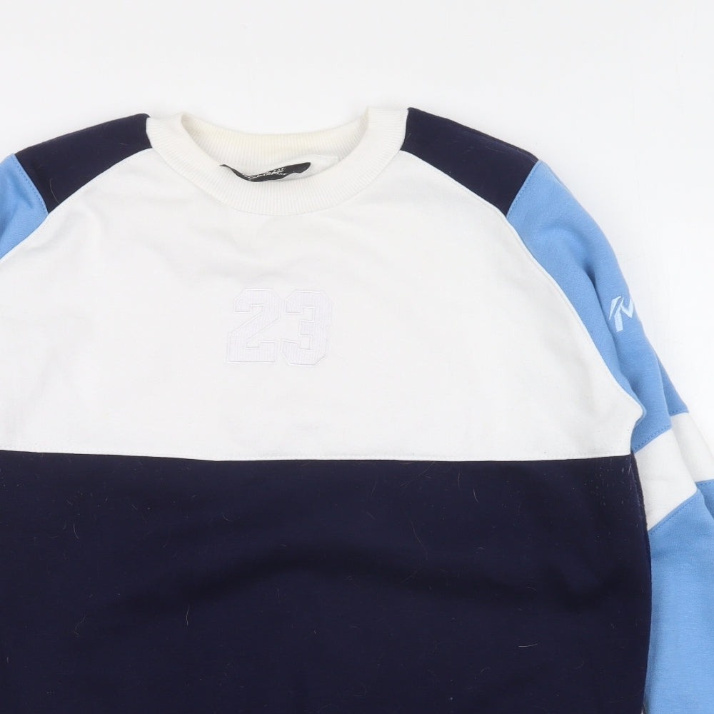 Move Merchandise Womens Blue Colourblock Polyester Pullover Sweatshirt Size M Pullover