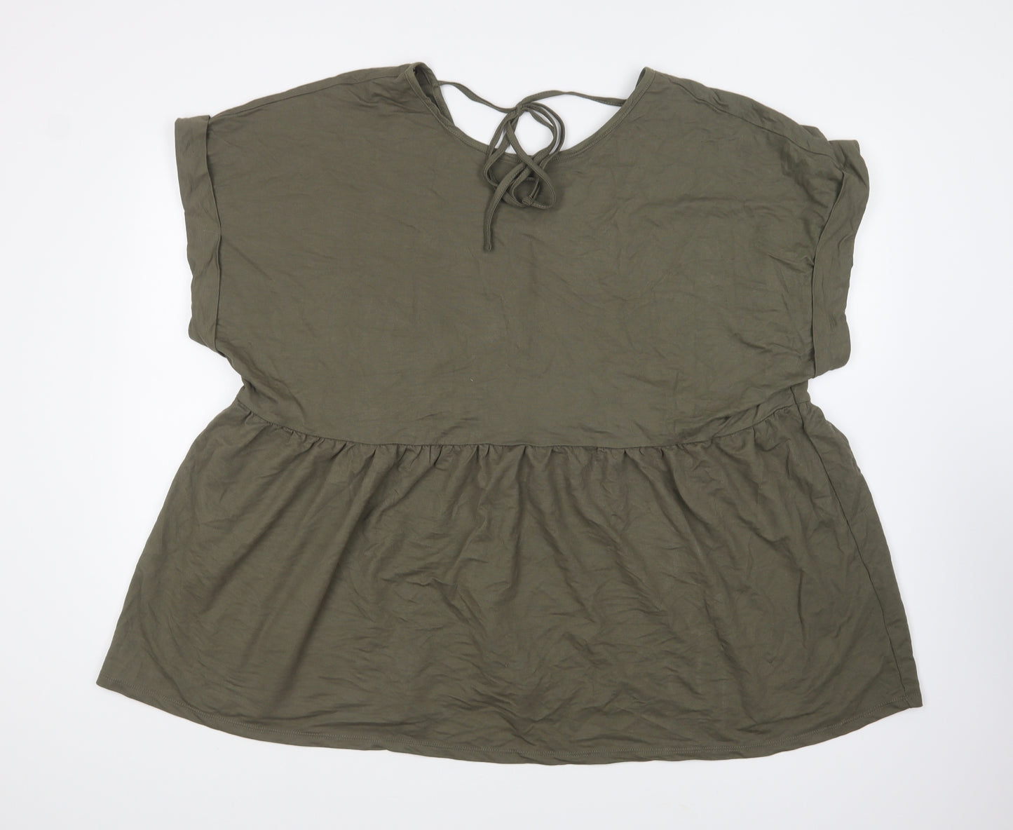 PEP&CO Womens Green Viscose Basic T-Shirt Size XL Round Neck