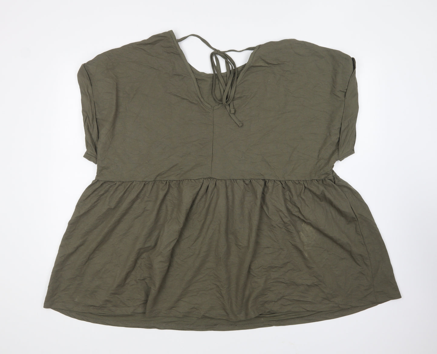 PEP&CO Womens Green Viscose Basic T-Shirt Size XL Round Neck