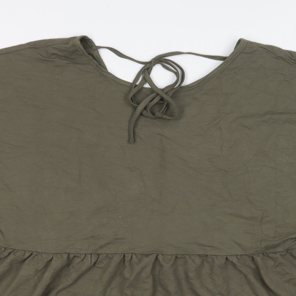 PEP&CO Womens Green Viscose Basic T-Shirt Size XL Round Neck
