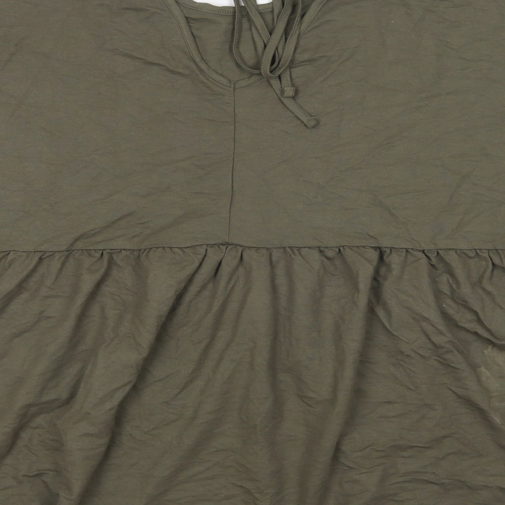 PEP&CO Womens Green Viscose Basic T-Shirt Size XL Round Neck