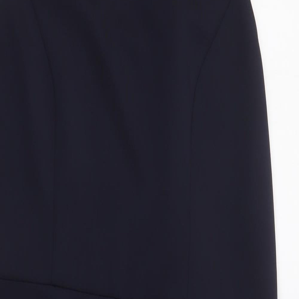 Dorothy Perkins Womens Blue Polyester Pencil Dress Size 16 High Neck Button