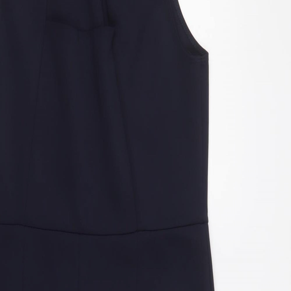 Dorothy Perkins Womens Blue Polyester Pencil Dress Size 16 High Neck Button