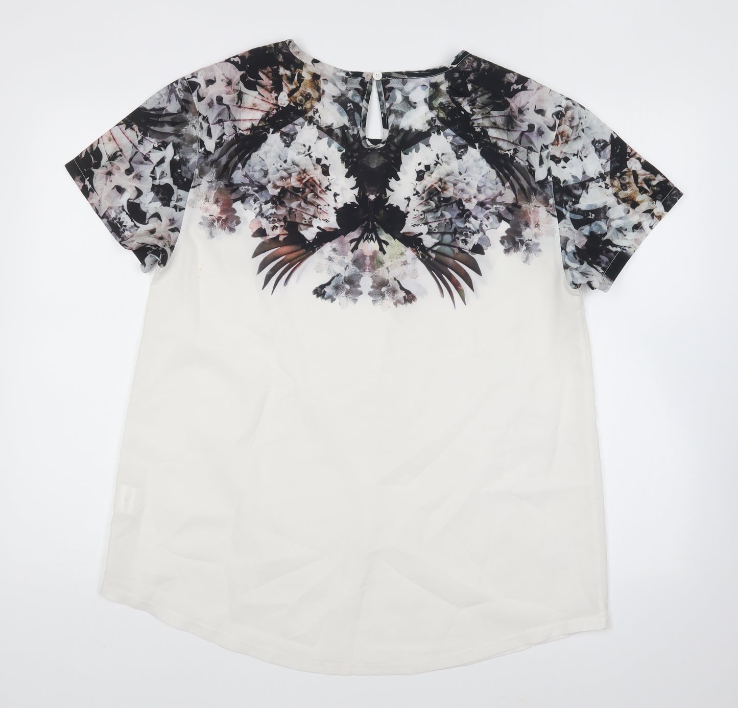 Firetrap Womens White Floral Polyester Basic Blouse Size 18 Round Neck