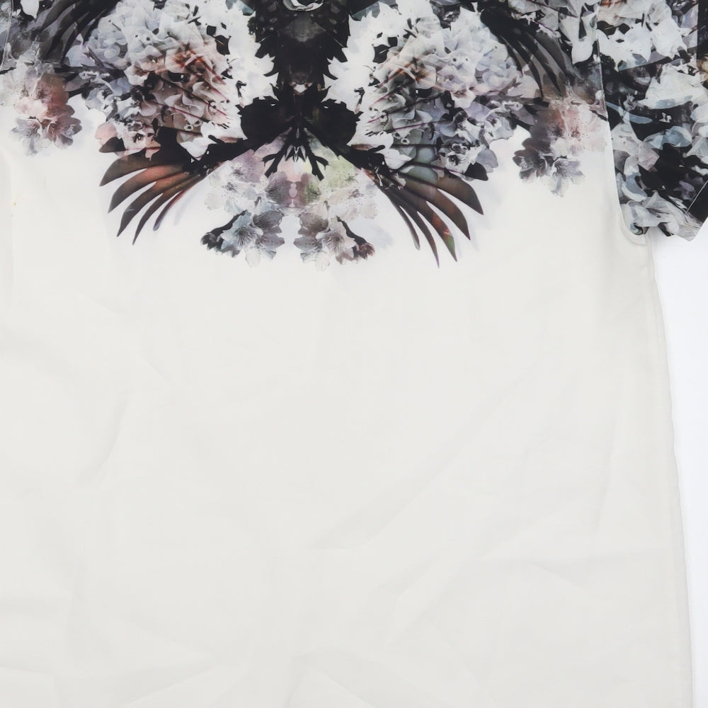 Firetrap Womens White Floral Polyester Basic Blouse Size 18 Round Neck