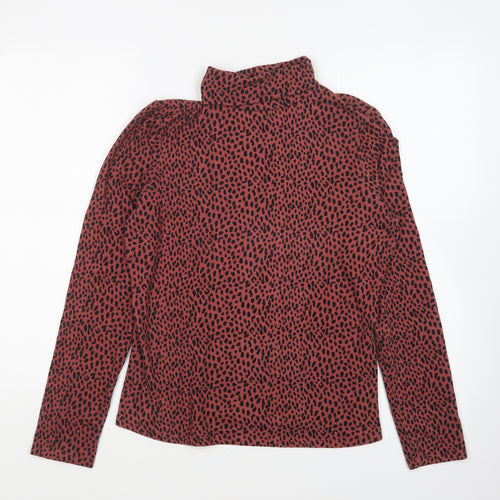 Primark Womens Pink Roll Neck Animal Print Polyester Pullover Jumper Size S - Leopard Print