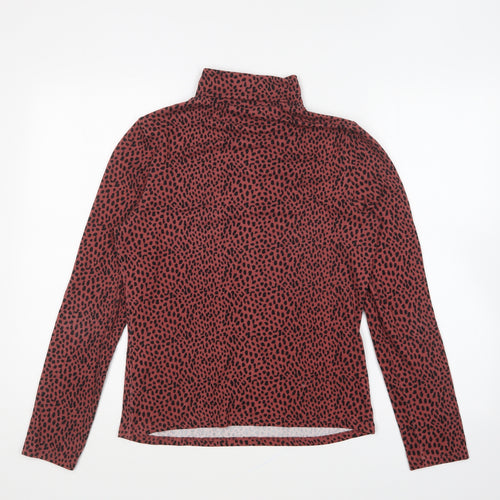 Primark Womens Pink Roll Neck Animal Print Polyester Pullover Jumper Size S - Leopard Print