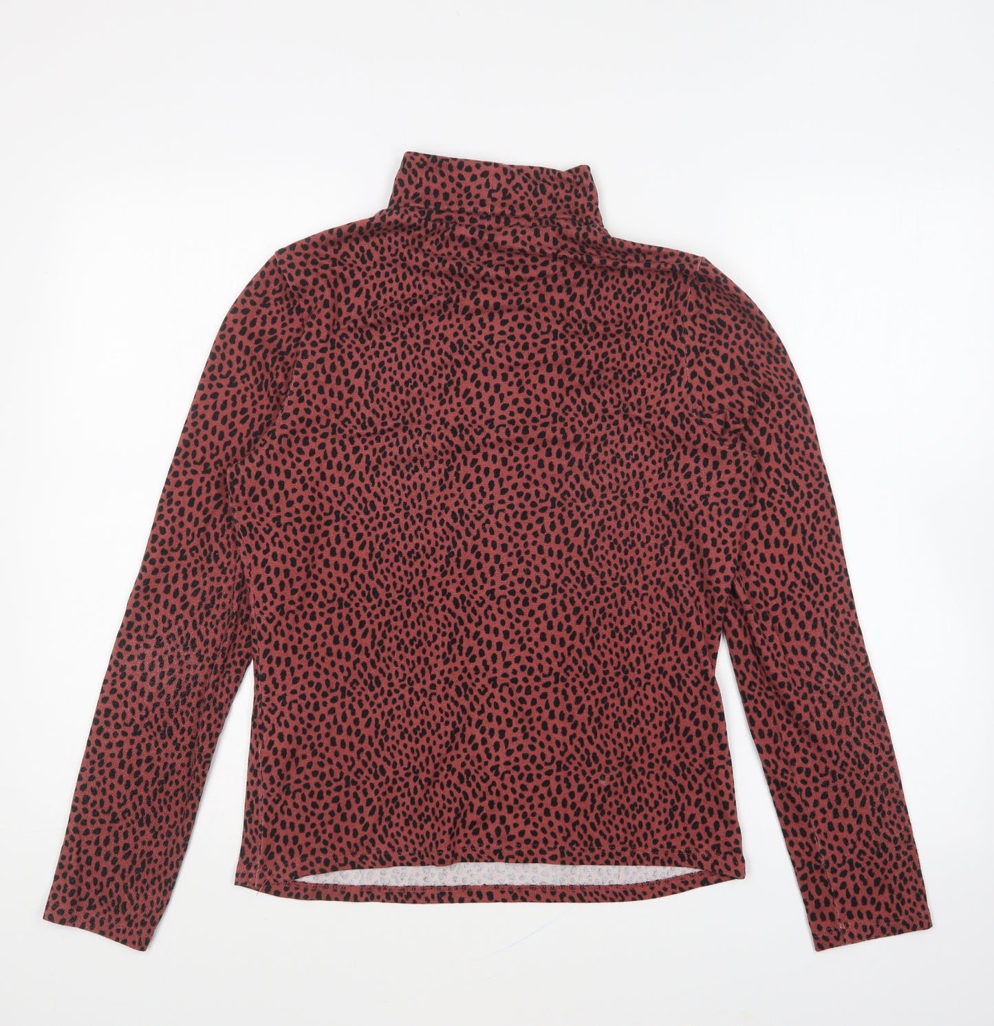 Primark Womens Pink Roll Neck Animal Print Polyester Pullover Jumper Size S - Leopard Print
