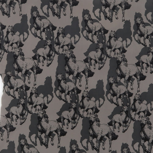 VERO MODA Womens Grey Geometric Polyester Basic Blouse Size XS Round Neck - Horses