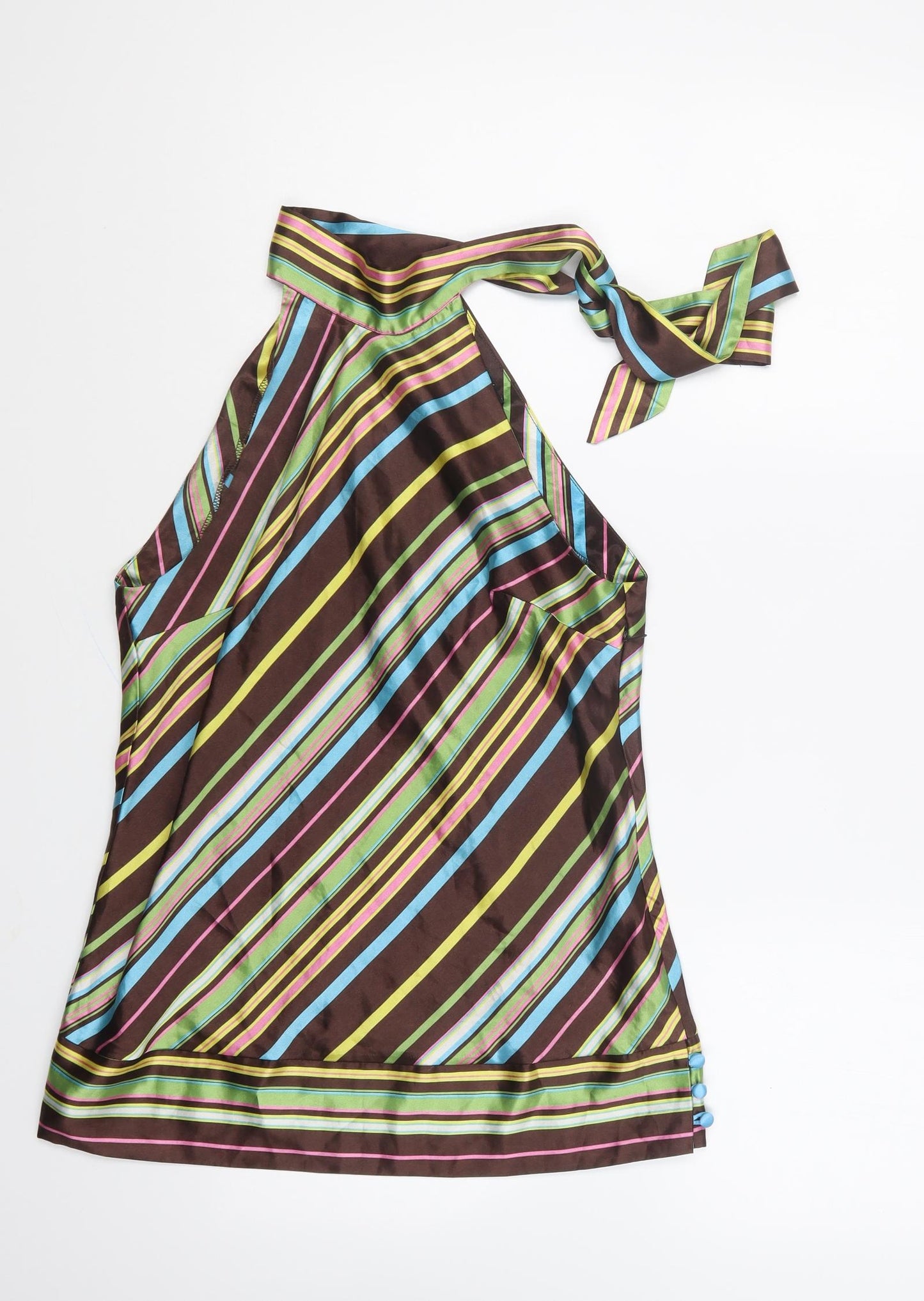 Rant And Rave Womens Multicoloured Striped Polyester Basic Blouse Size S Halter
