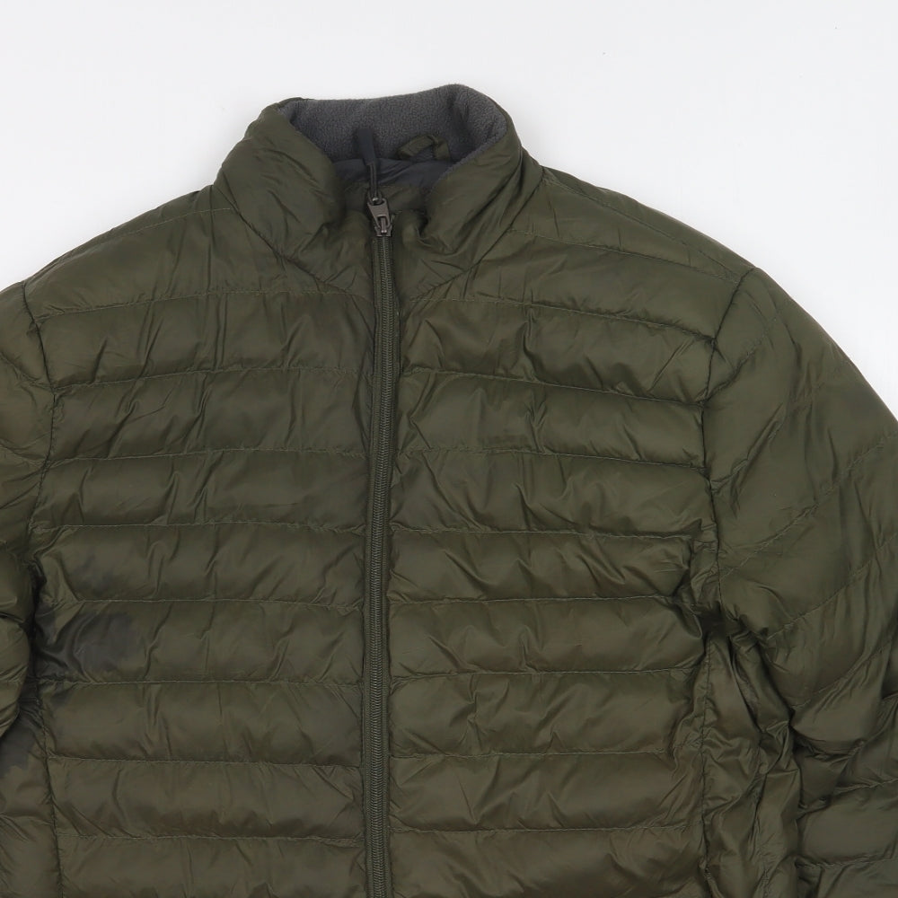 Peacocks Mens Green Puffer Jacket Jacket Size M Zip