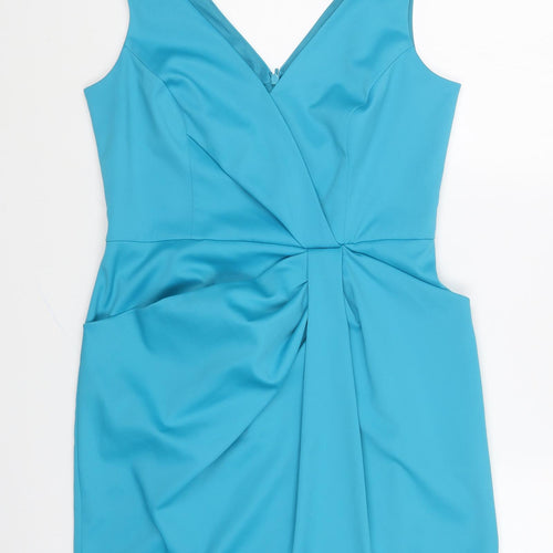 F&F Womens Blue Polyester Mini Size 12 V-Neck Zip