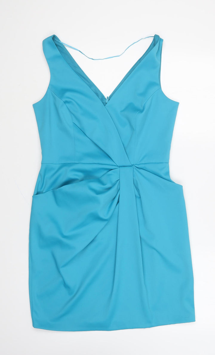 F&F Womens Blue Polyester Mini Size 12 V-Neck Zip