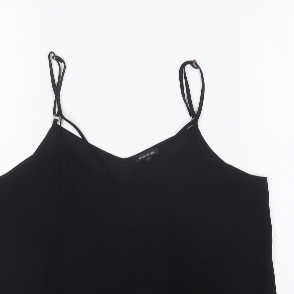 River Island Womens Black Polyester Camisole Blouse Size 10 V-Neck