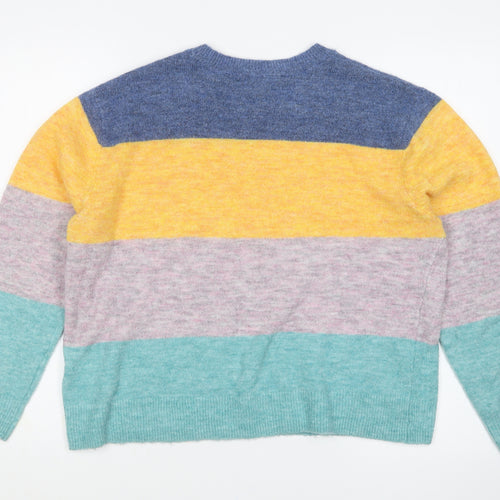 H&M Womens Multicoloured Round Neck Acrylic Pullover Jumper Size S