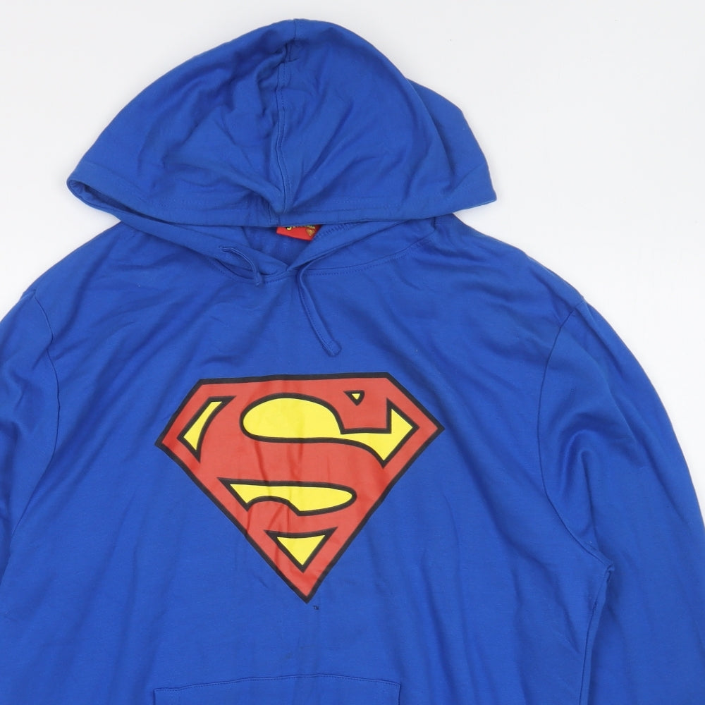 Vanilla Underground Mens Blue Cotton Pullover Hoodie Size M - Superman