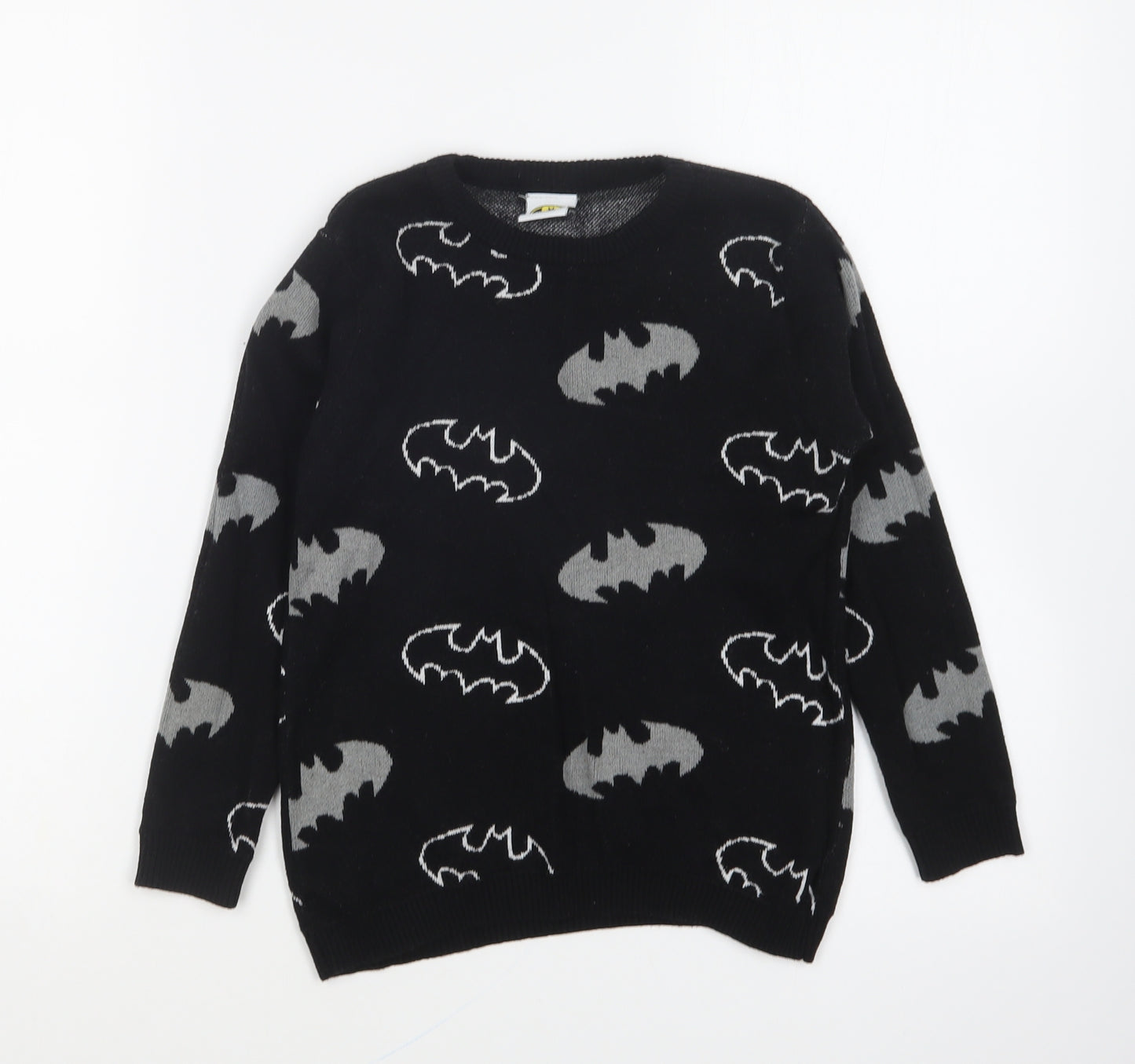 George Boys Black Round Neck Geometric Cotton Pullover Jumper Size 5-6 Years Pullover - Batman