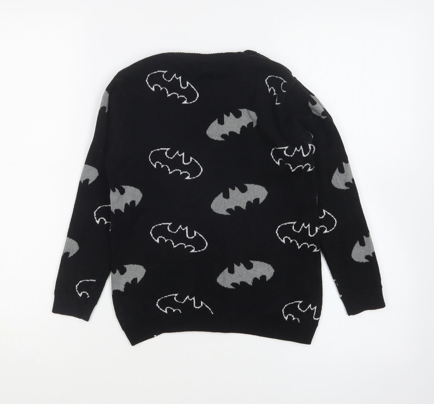 George Boys Black Round Neck Geometric Cotton Pullover Jumper Size 5-6 Years Pullover - Batman