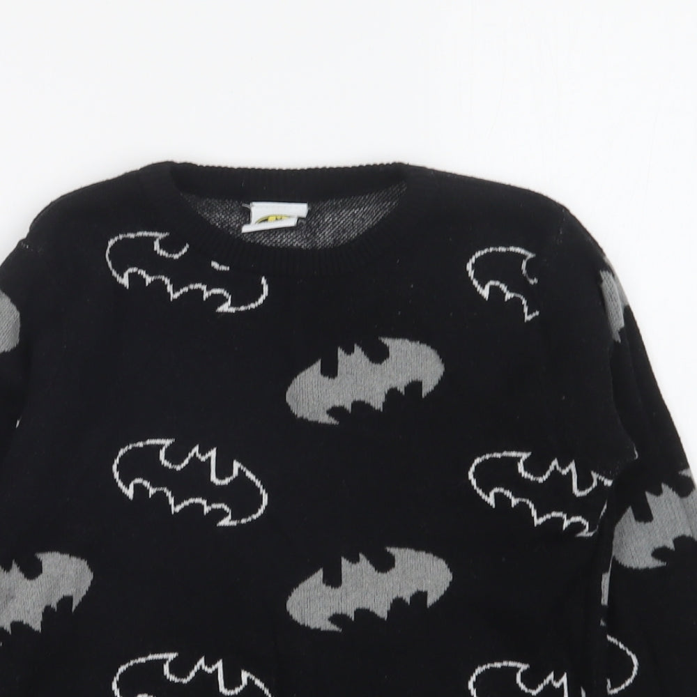George Boys Black Round Neck Geometric Cotton Pullover Jumper Size 5-6 Years Pullover - Batman