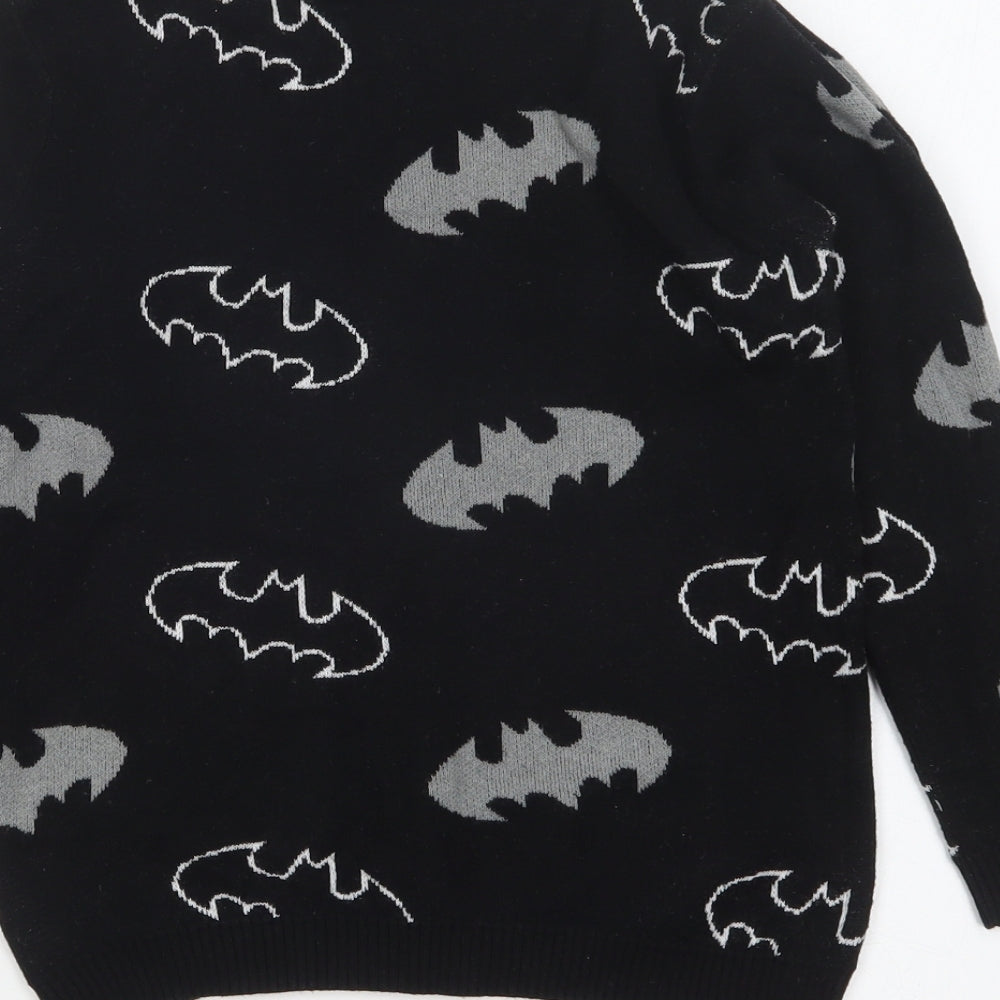 George Boys Black Round Neck Geometric Cotton Pullover Jumper Size 5-6 Years Pullover - Batman