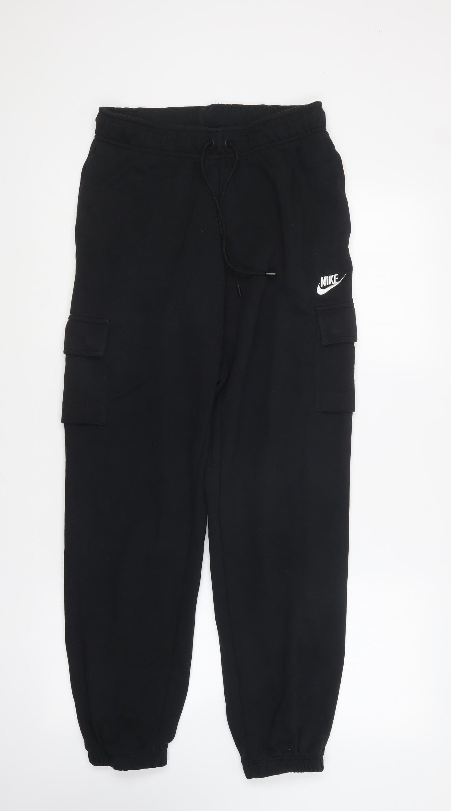Nike Mens Black Polyester Jogger Trousers Size S L26 in Regular Drawstring