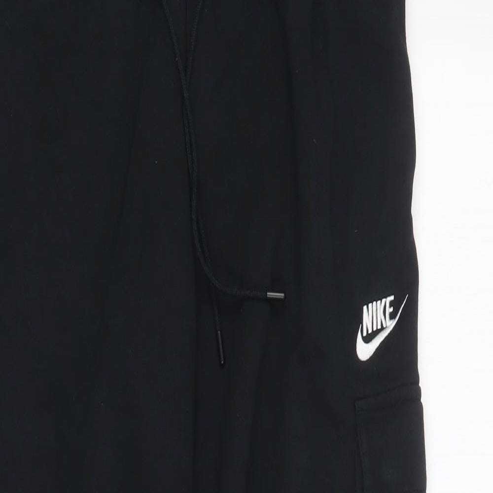 Nike Mens Black Polyester Jogger Trousers Size S L26 in Regular Drawstring