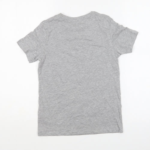 PEP&CO Boys Grey Cotton Basic T-Shirt Size 9-10 Years Round Neck Pullover - Lucky Charm