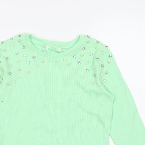 savida Womens Green Cotton Basic T-Shirt Size XS Round Neck