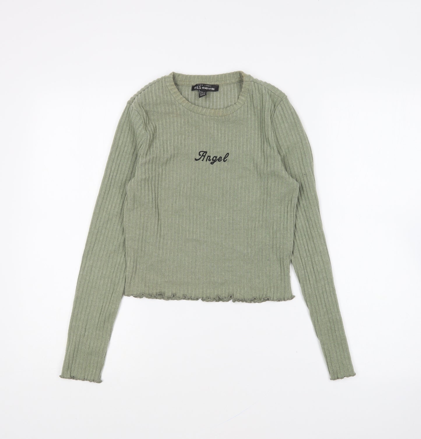 New Look Girls Green Round Neck Cotton Pullover Jumper Size 12-13 Years Pullover - Angel