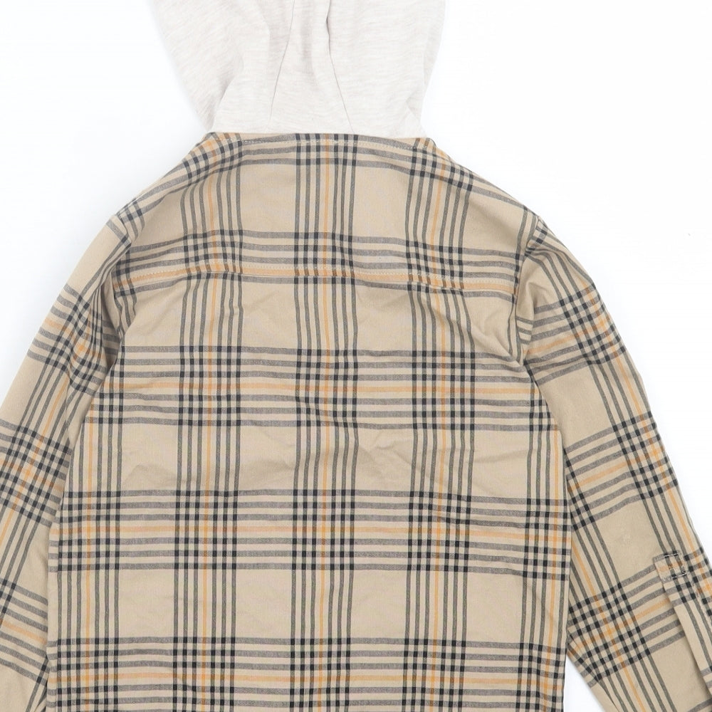 River Island Boys Brown Plaid Basic Jacket Jacket Size 5-6 Years Zip