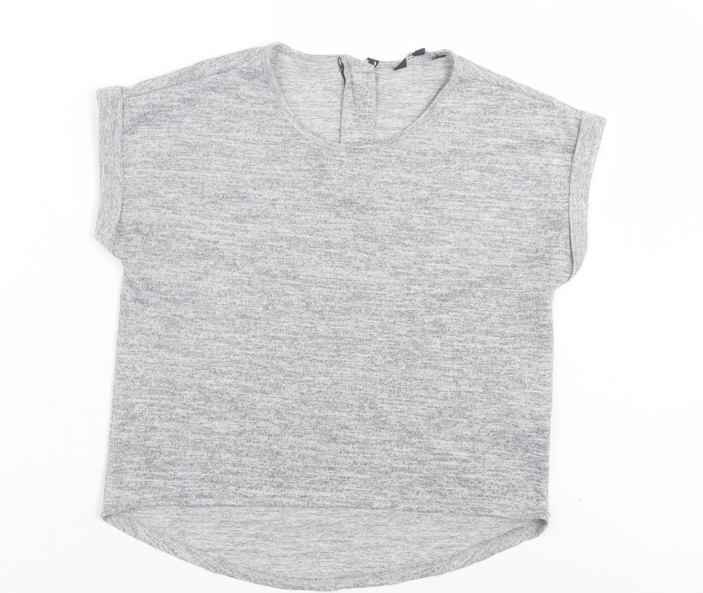 New Look Girls Grey Polyester Basic T-Shirt Size 14-15 Years Crew Neck Zip